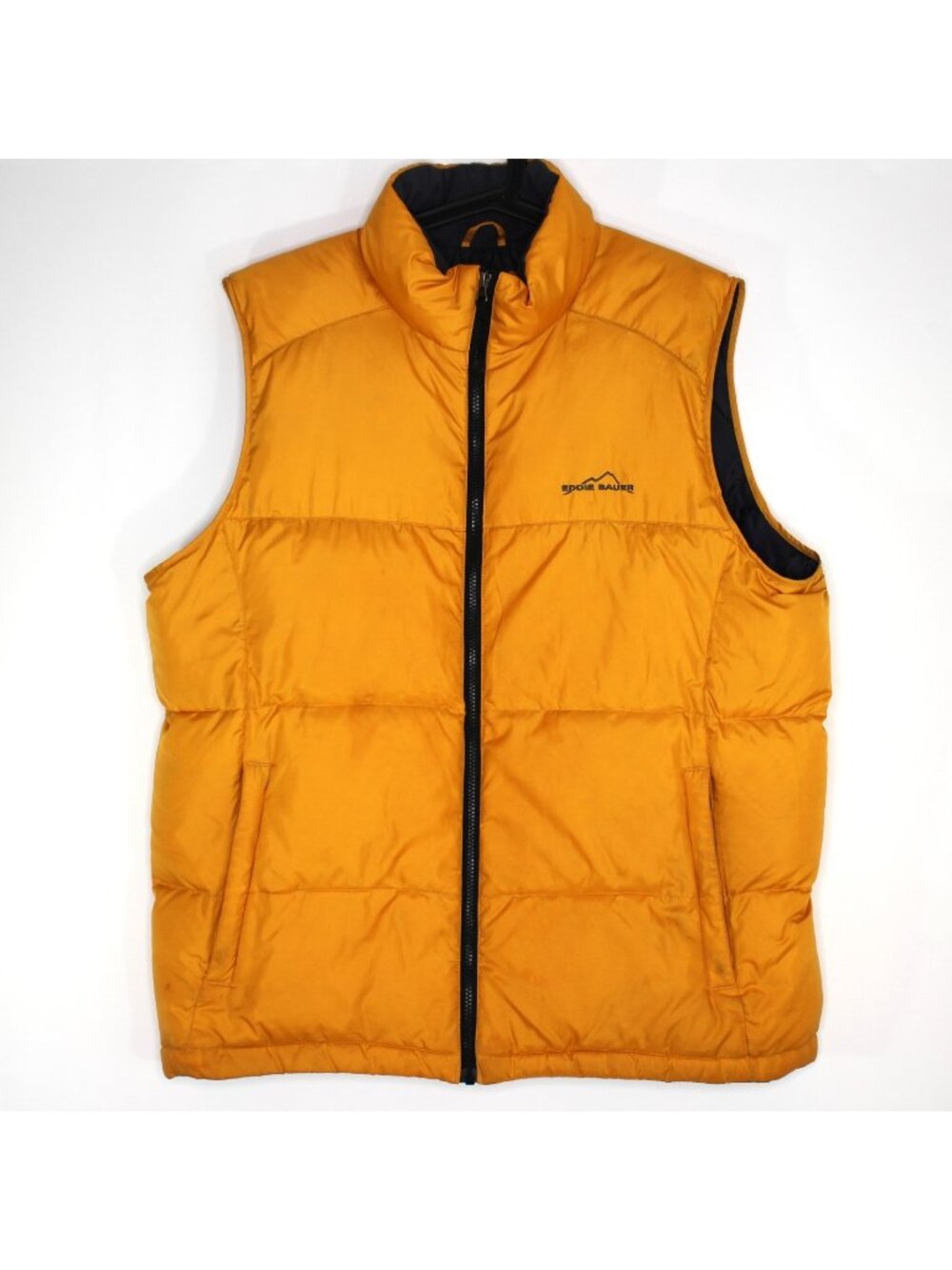 Vintage Eddie Bauer Mens Large Yellow Premium Goose Down Puffer Vest F1440